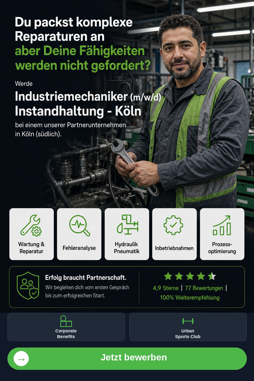 Industriemechaniker (m/w/d) Instandhaltung - Köln (Köln (südlich)) - Driven Solution GmbH